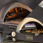 Alfa Outdoor Pizza Oven Fuel Types of wood and gas displayed together