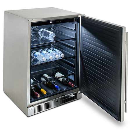 outdoor refrigerator with open door